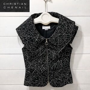CHRISTIAN CHENAIL – Black & White Graphic Sleeveless Top, Size 4